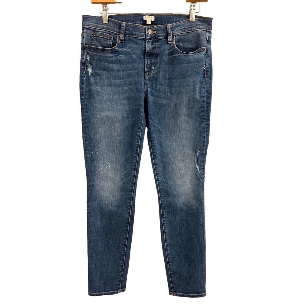 J. Crew stretch skinny with distress and paint spatters 29
